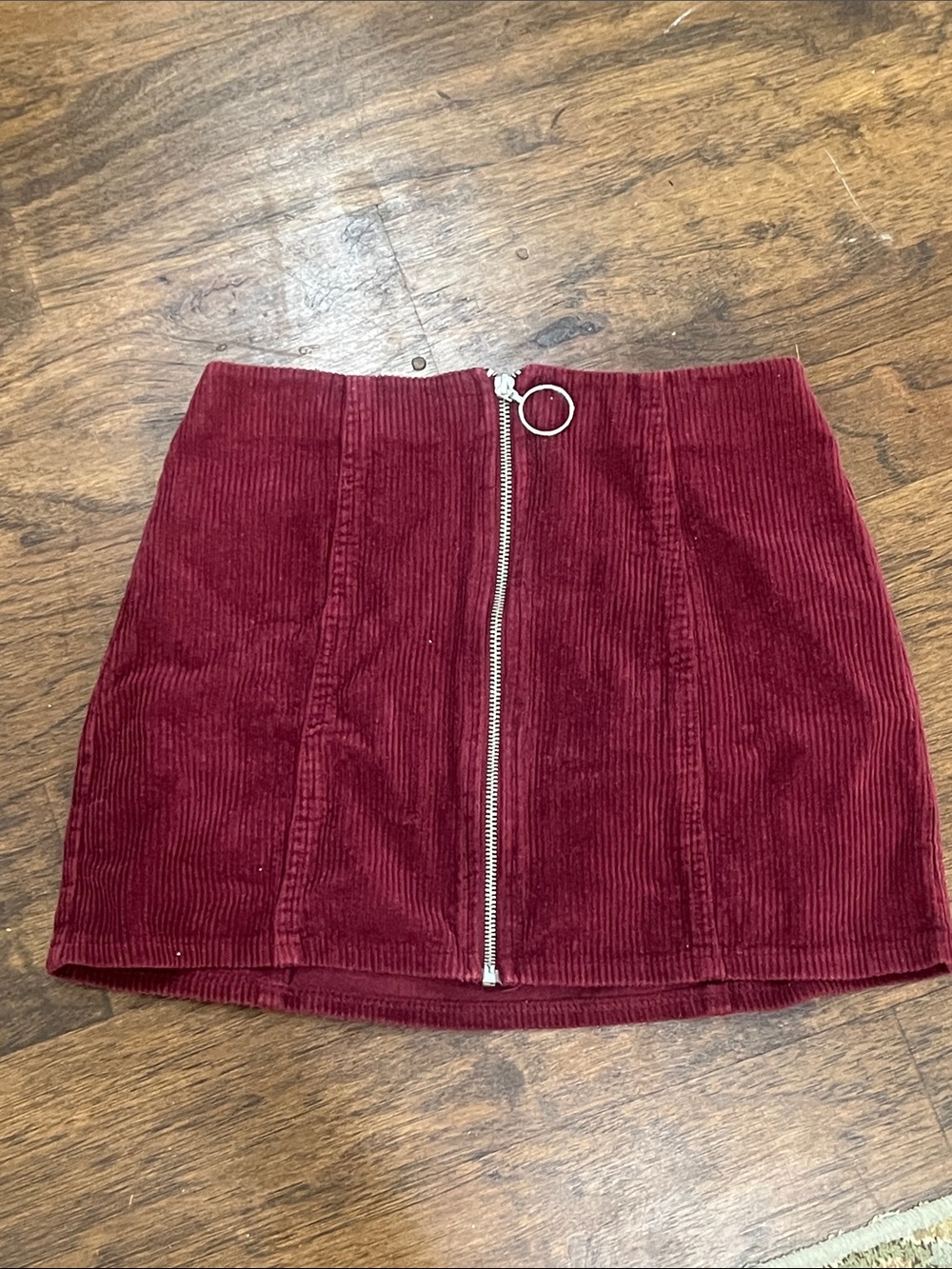 Forever 21 vintage style High-Rise Corduroy Mini Skirt with Front Zip - Burgundy